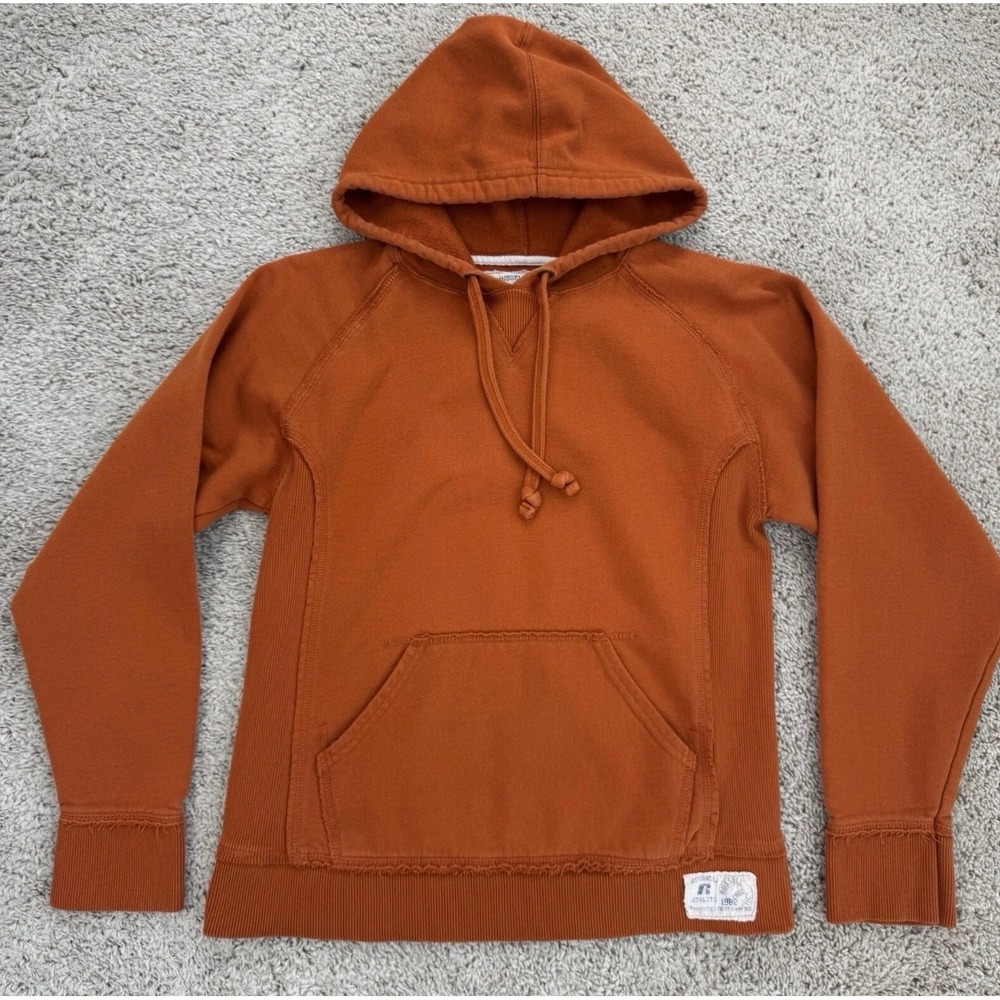 Russell‎ Athletic Heritage Hoodie Mens S Burnt Orange Raglan Sweatshirt Pullover